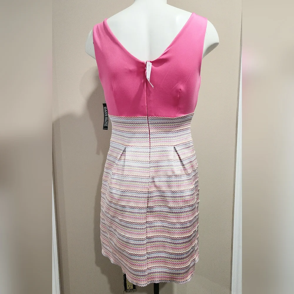 NWT NY&Company Havana Pink Striped Bandage Cocktail Dress Size Large - Picture 2 of 14